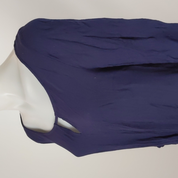 Jeanswest Top Size 8 Navy Blue 3/4 Sleeves Round Neck Tie-up Front Hi-Low Hem - Picture 8 of 14